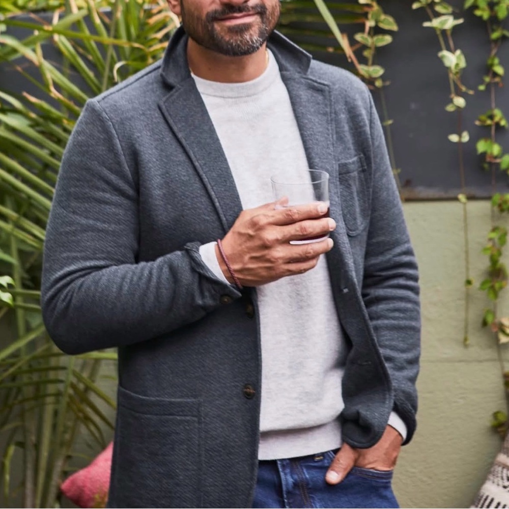 NWOT R.O.W. (Right of Way) Men's Blue Brody Blazer Size M Knit Sport Coat